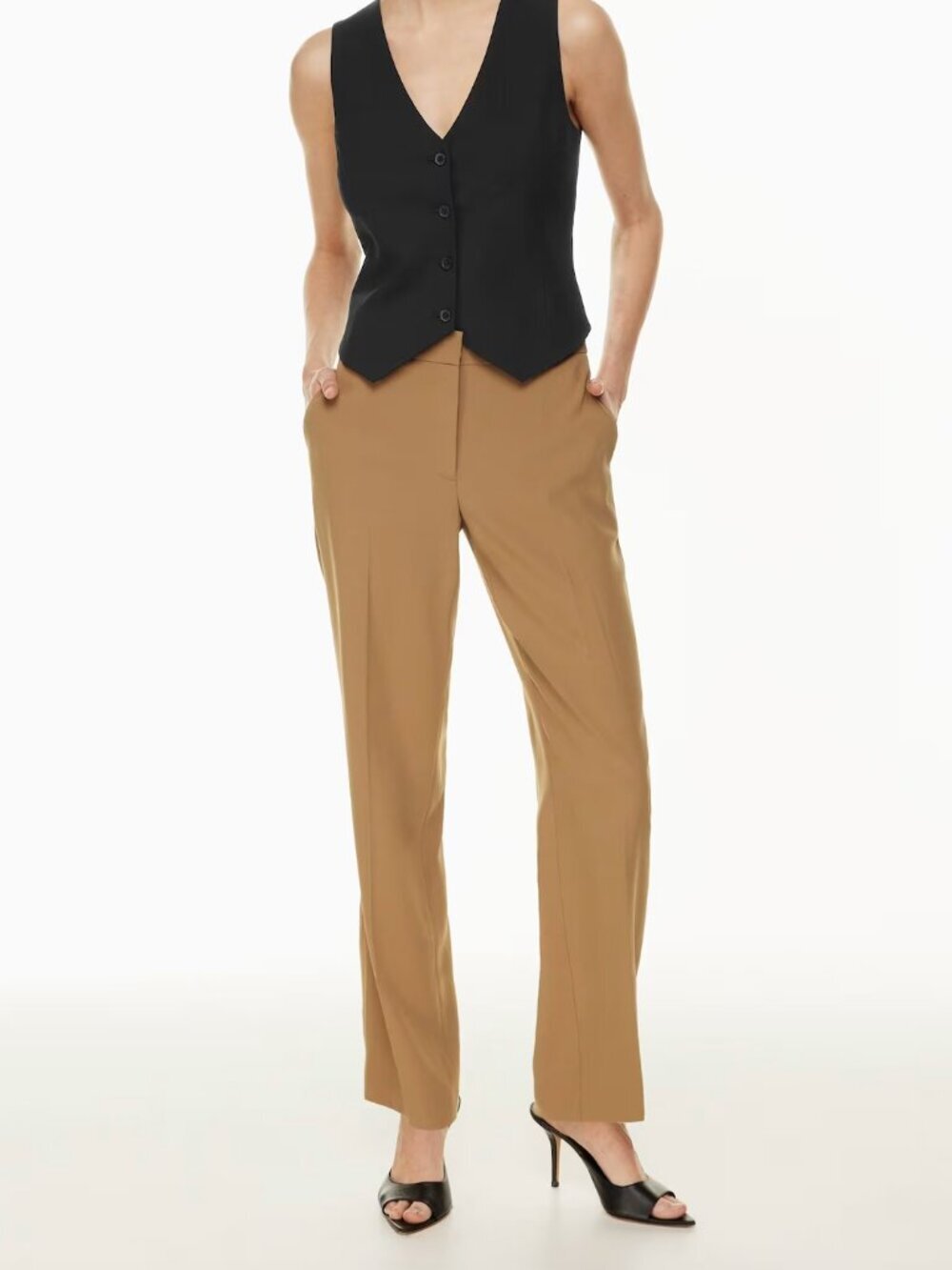 Aritzia Wilfred Tan Wool Tailored Pants Sz 10